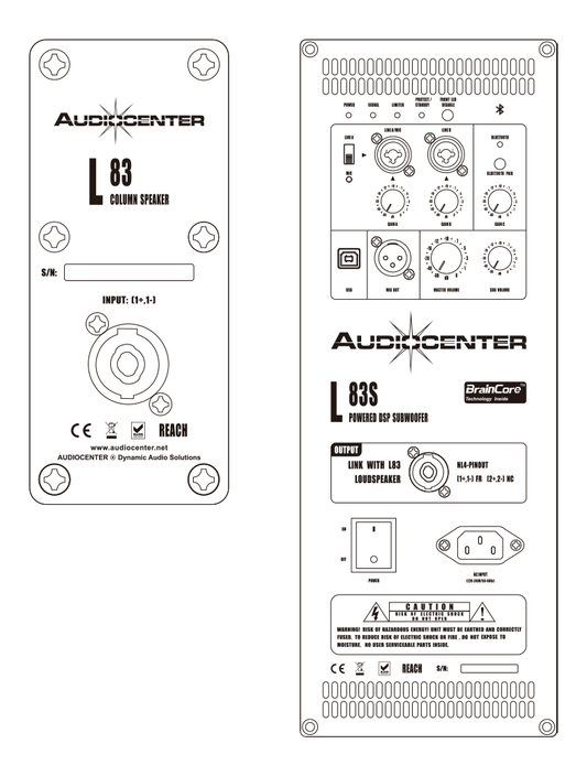 AudioCenter Dual L83+L83S Active DSP Column PA System image 1