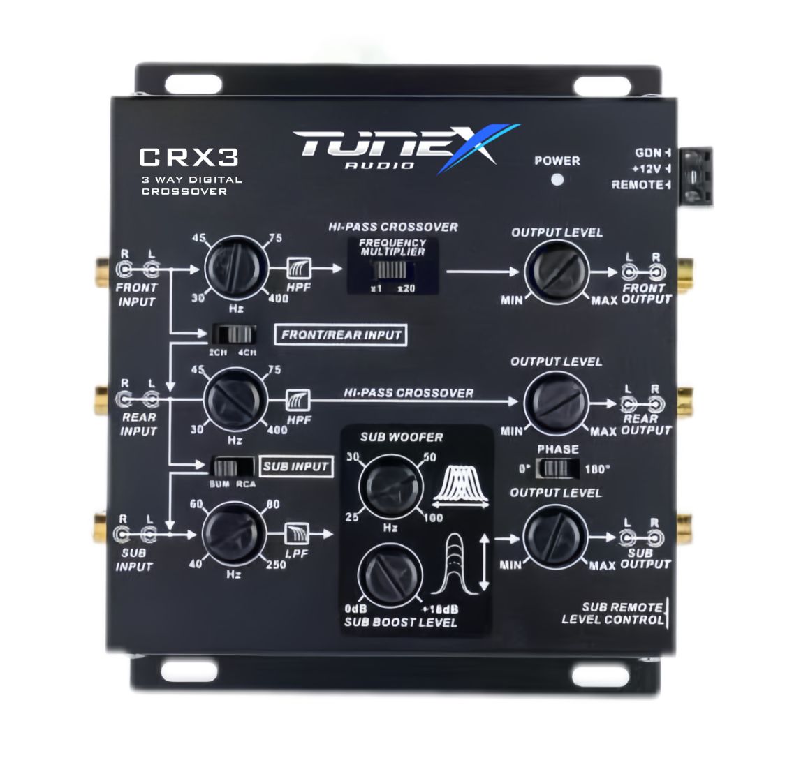 Tunex Audio CRX3 Electronic Crossover 3 Way w/ Bass Controller image 0