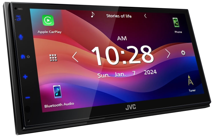 JVC KW-M690BW Digital Media Receiver featuring 6.8" Capacitive Touch Monitor / Apple CarPlay (Wireless, Wired) / Android Auto™ (Wireless, Wired) / Wireless Mirroring / Bluetooth® / 13-Band EQ / Short Chassi