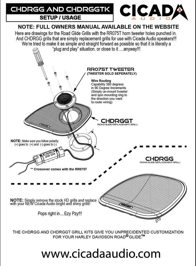 Cicada Audio Grills for Roadglide 2014-2023 w/ TWEETERS
